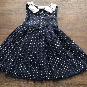 Navy and white polka dot dress